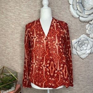 [Paisley] Wrap V Neck Blouse